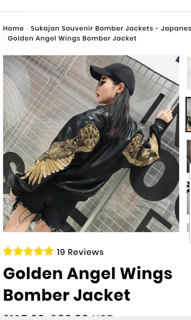 Golden angel wings bomber jacket new arrivals