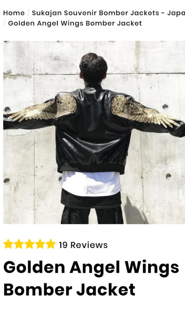 Golden angel wings bomber jacket discount