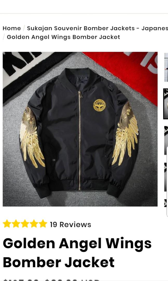Golden Angel Wings Bomber Jacket