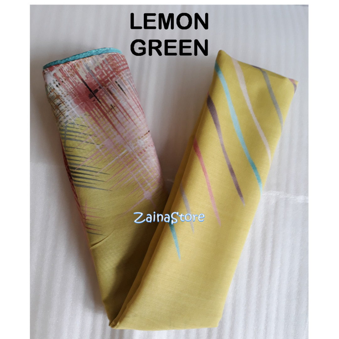 Kerudung Hijab Jilbab Segi Empat Scarf Paris Motif Lemon Green Upl