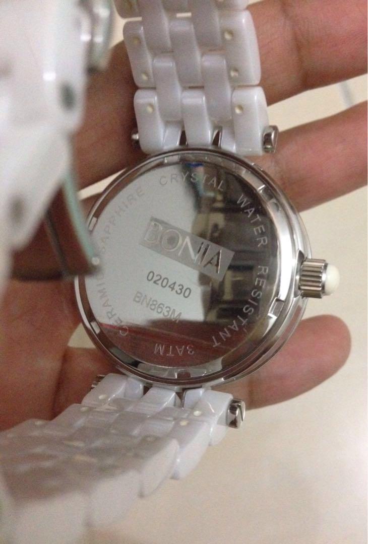 Original Bonia Bn 863m White Ceramic Watch With Swarovski Crystal Women S Fashion Watches On Carousell