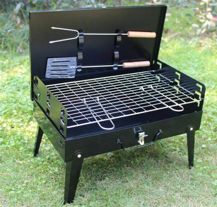 Portable BBQ Brief Case BBQ Rack Picnic Outdoor Cooking Set Barbecue Grill Set Bag Tools Outdoor