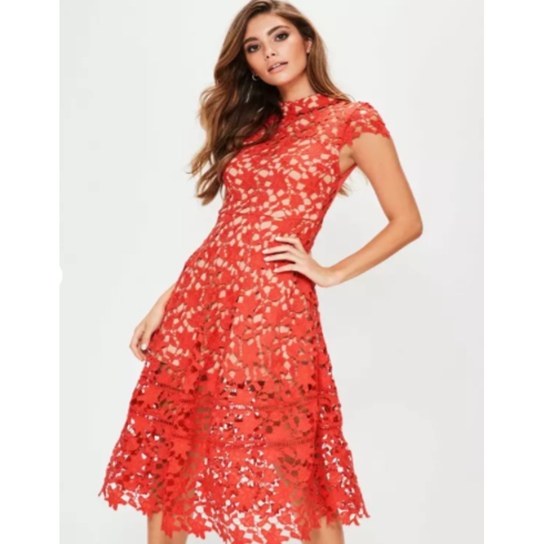 red lace midi dress uk