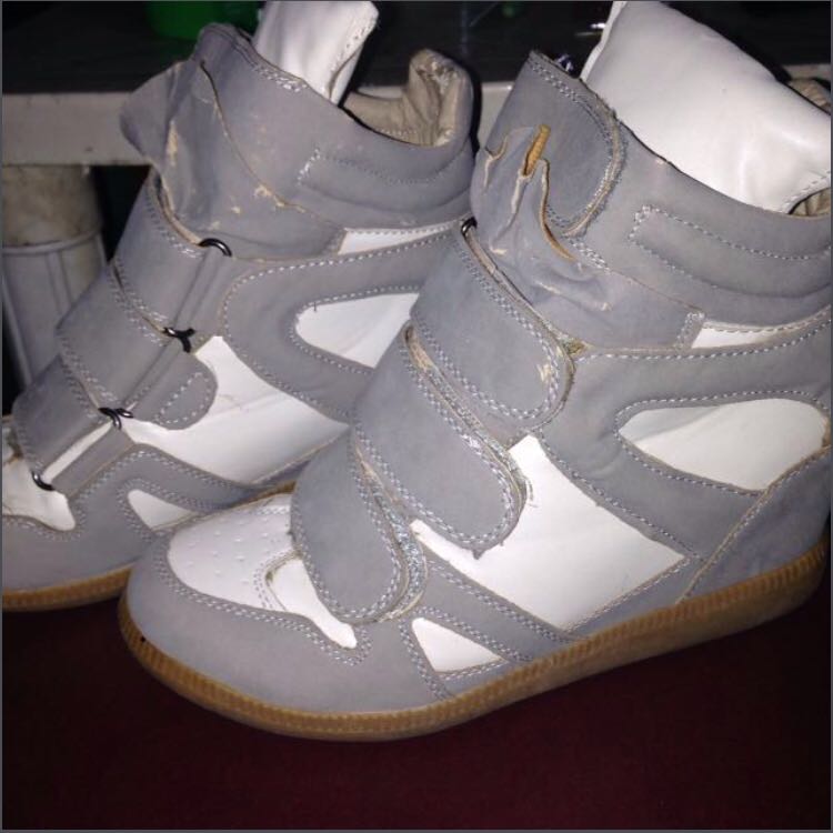 gray wedge sneakers