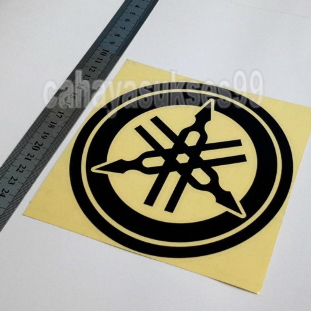 Sticker Cutting Motor Logo Yamaha Hitam Black Bulat Diameter 15cm