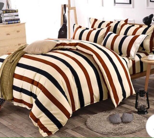 Superior Soft Red Blue Striped Quilt Cover Set Furniture Home