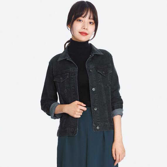 Black denim cheap jacket uniqlo