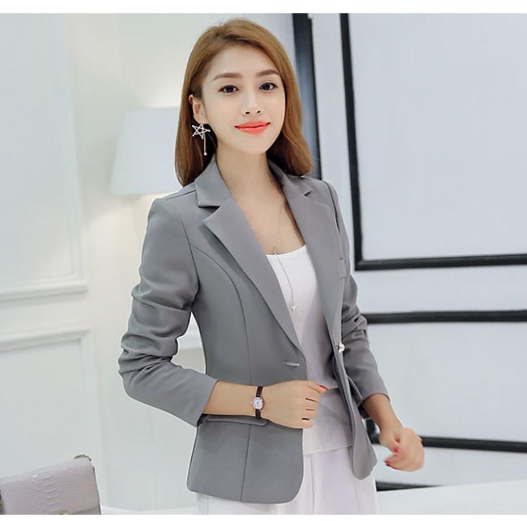 Plus size grey blazer best sale