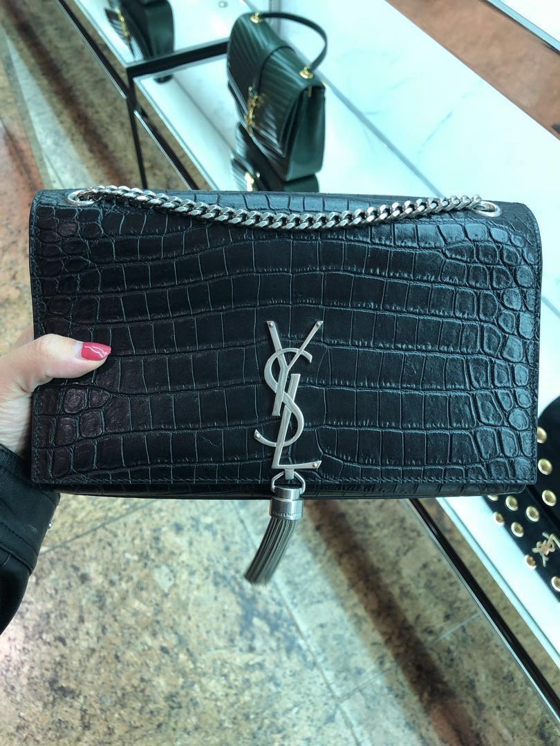 Yves Saint Laurent Vintage - Classic Kate Tassel Leather Crossbody Bag -  Silver - Leather Handbag - Luxury High Quality - Avvenice