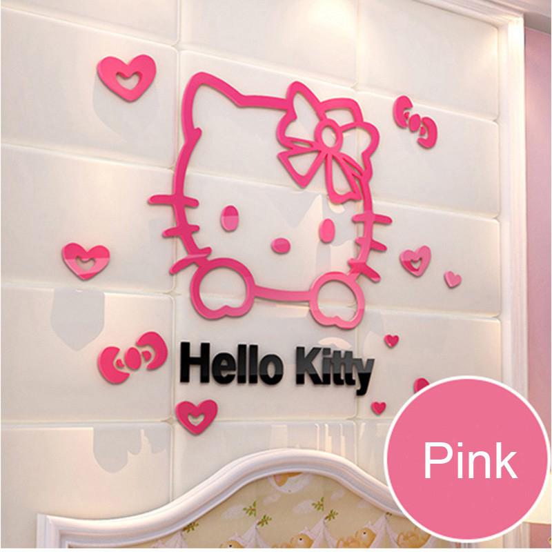 3d Hello Kitty Diy Wall Stickers Kids Girl Rooms Bedrooms