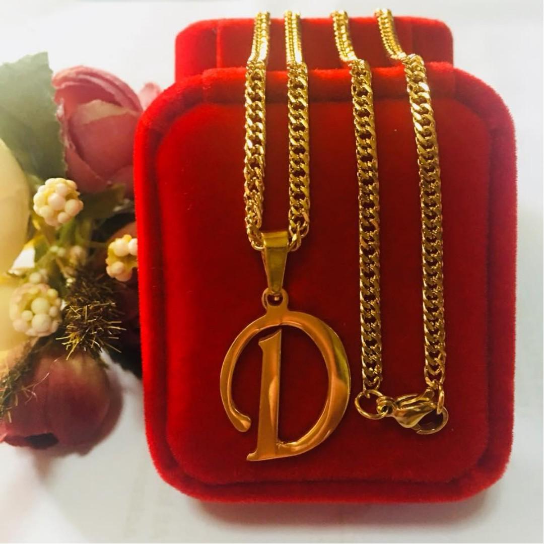 Authentic Bangkok Gold 10k Saudi Gold 18k Chain Necklace And Initial Pendant Letter D Non Tarnish Hypoallergenic Not Pawnable Women S Fashion Jewelry Necklaces On Carousell