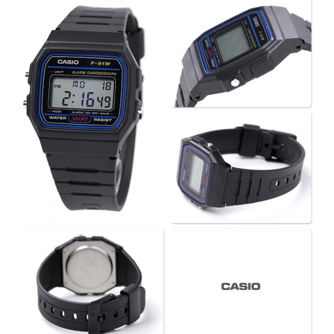 CASIO VINTAGE SERIES DIGITAL WATCH F-91W-1 黑色 防水 Water Resistant F91W ...
