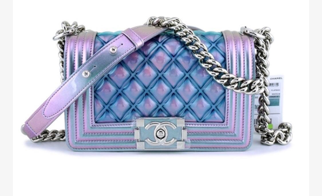Chanel Iridescent Purple Mermaid Small Water Boy Flap Bag  Boutique Patina