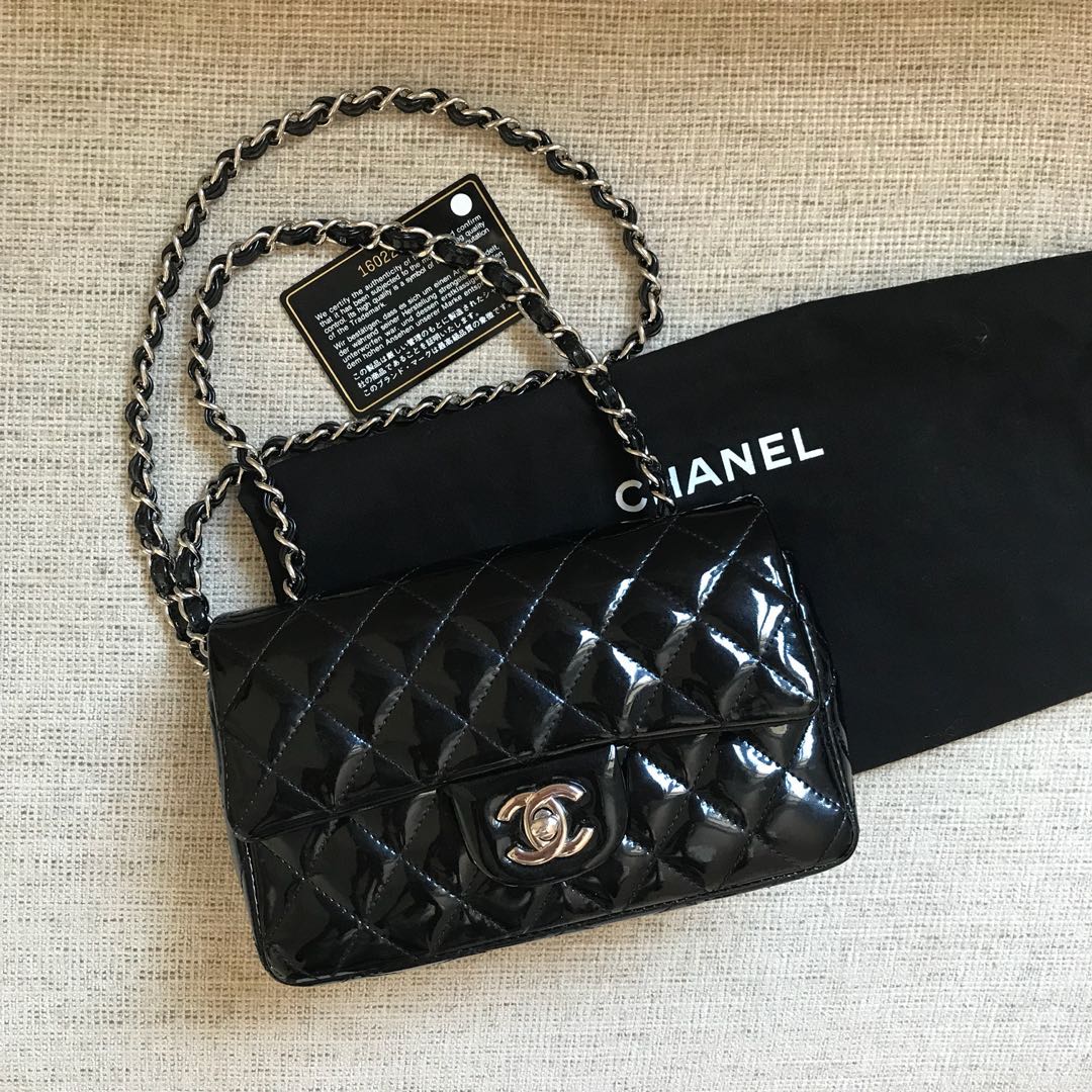 Chanel Mini in black patent with SHW 