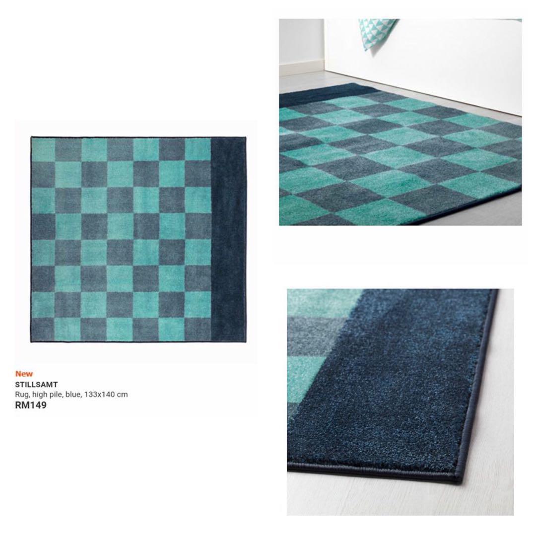 high pile Brand New STILLSAMT Rug Blue and Pink 133x140 cm 