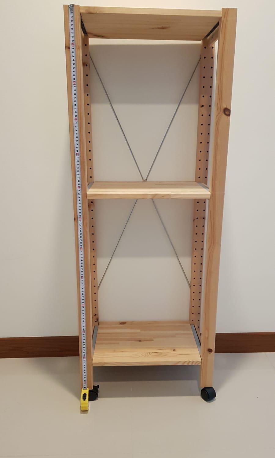 IKEA pinewood shelf with movable wheels, Furniture & Home Living