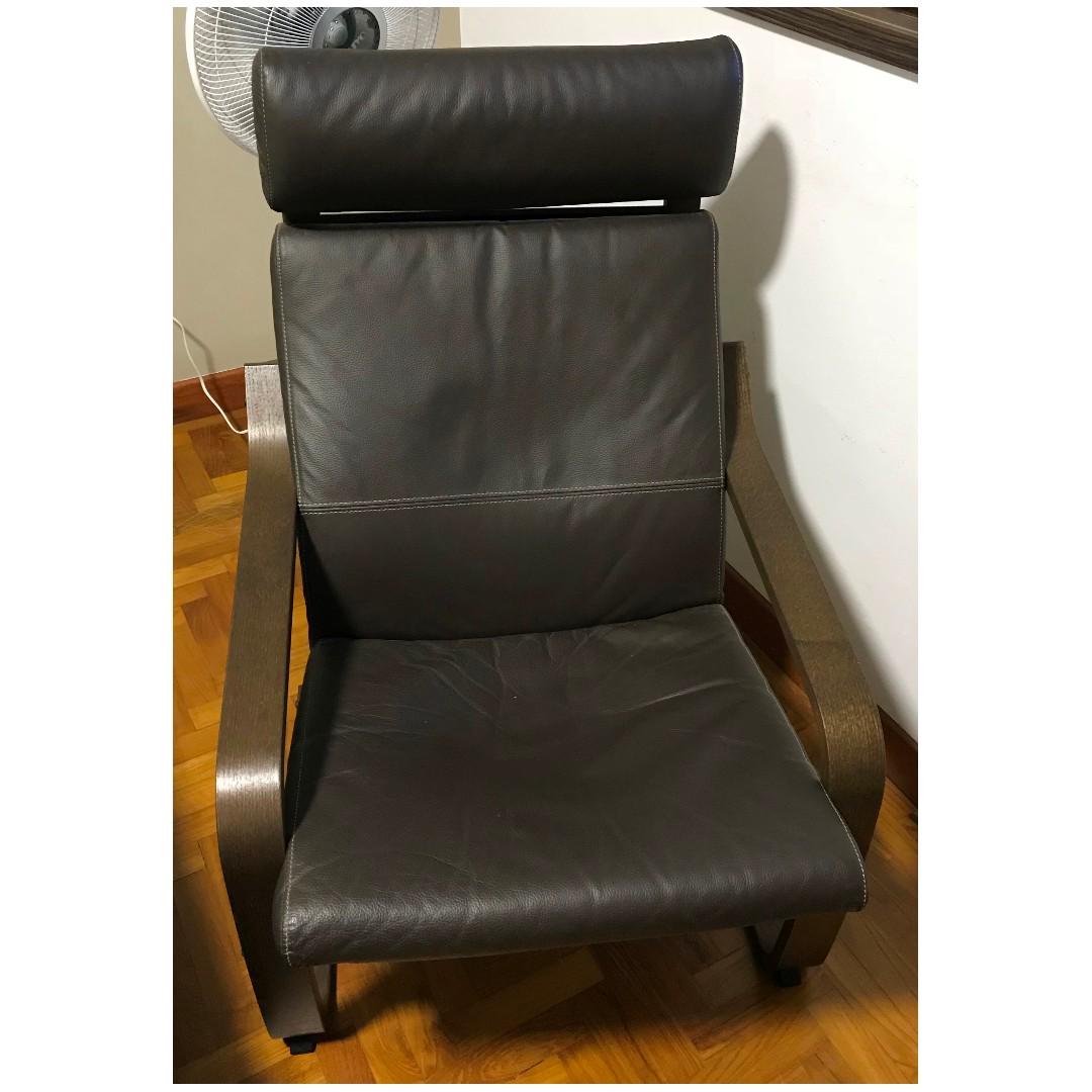 Ikea Poang Leather Armchair Brown Furniture Tables Chairs On