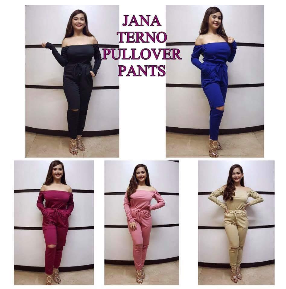 JANA PULL OVER TERNO (Category: Sets or Coordinates) located in Pasig City. Submitted by aronlinebazaar (Listing ID 181346940, Image 2). Description: 💕💕JANA TERNO PULL OVER PANTS💕💕 💁One size only can fit small to Medium 💁Fabric : Flatribs 💁Price : 320 only ⚠️Fast Moving Please provide atleast 2-3 color options Cut off of Orders and Payment: Wednesday Shipment: Friday No cancellation! #ootdph #ootd #styleph #trendsph #trendyph #trendstyleph