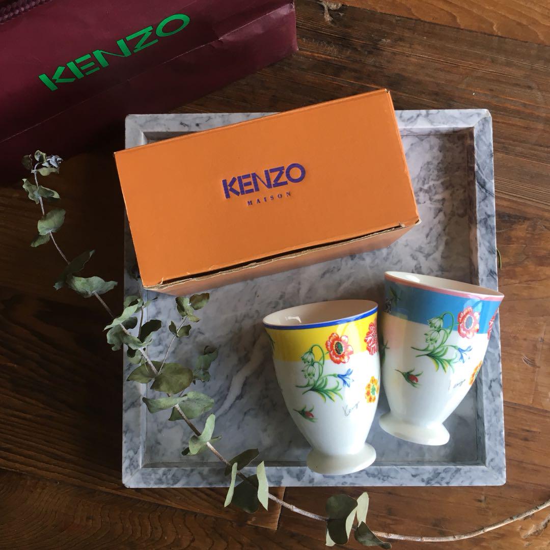 Kenzo高田賢三骨瓷對杯經典絕版品夏日花園made In Japan 全新附紙盒 名牌精品 精品配件在旋轉拍賣