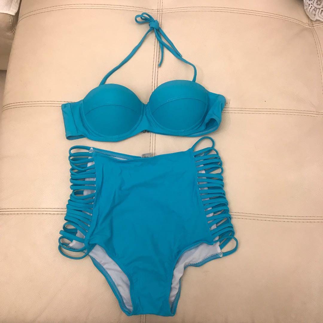 sky blue swimsuit