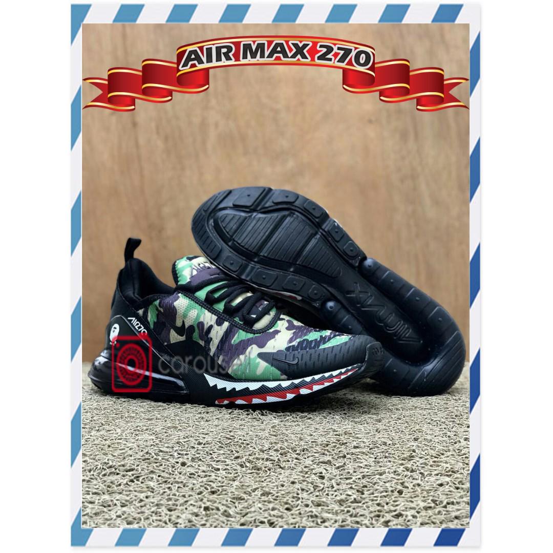 Nike Air Max 270 Bape Shark Green Men S Fashion Footwear Sneakers On Carousell