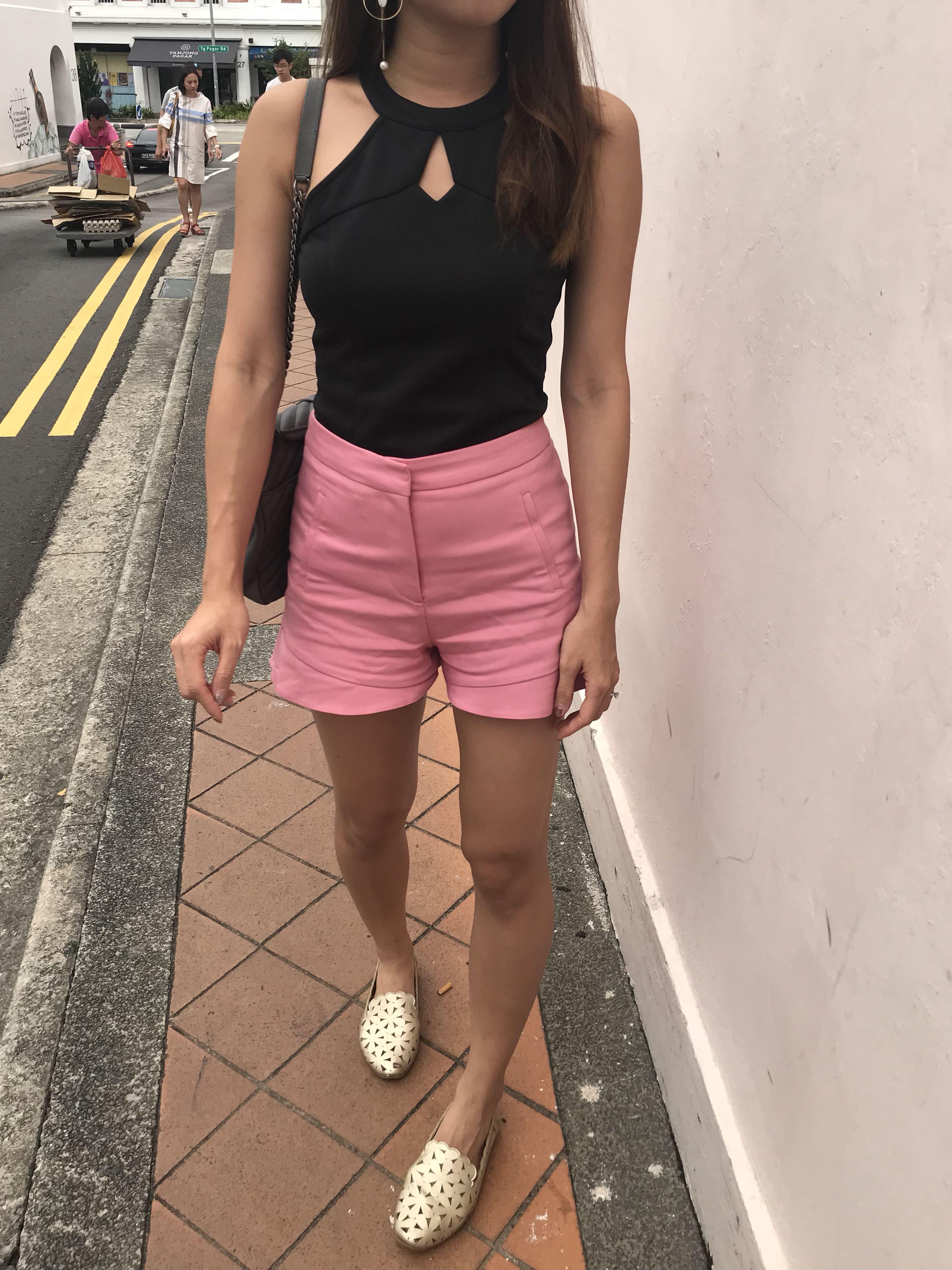 zara pink shorts