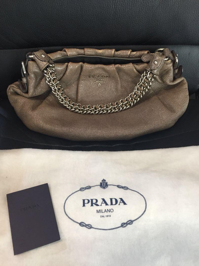 Prada Brown Cervo Leather Small Crossbody Bag - Yoogi's Closet