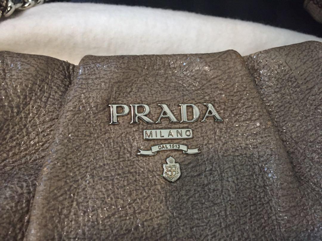 Prada Black Cervo Lux Leather Chain Shoulder Bag BR3828 - Yoogi's
