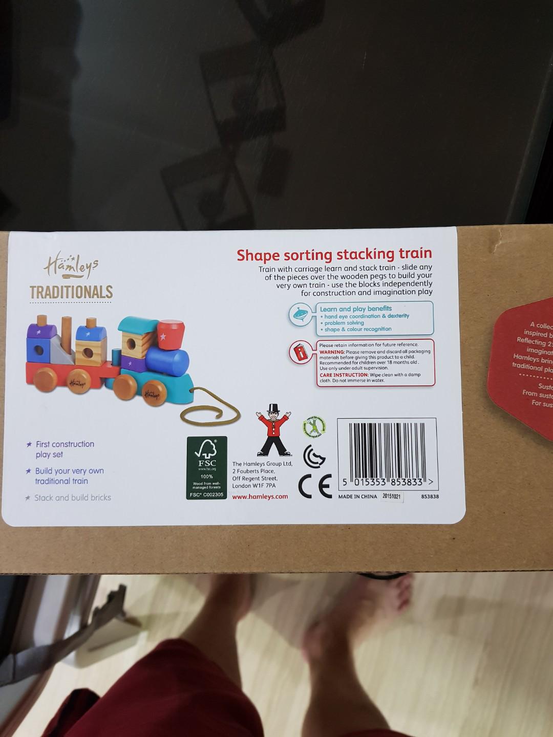 Pre Loved Hamleys Shape Sorting Stacking Train, Hobbies & Toys, Toys