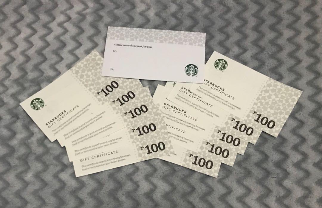 Starbucks Gift Certificates worth PHP1,000, Tickets & Vouchers, Store