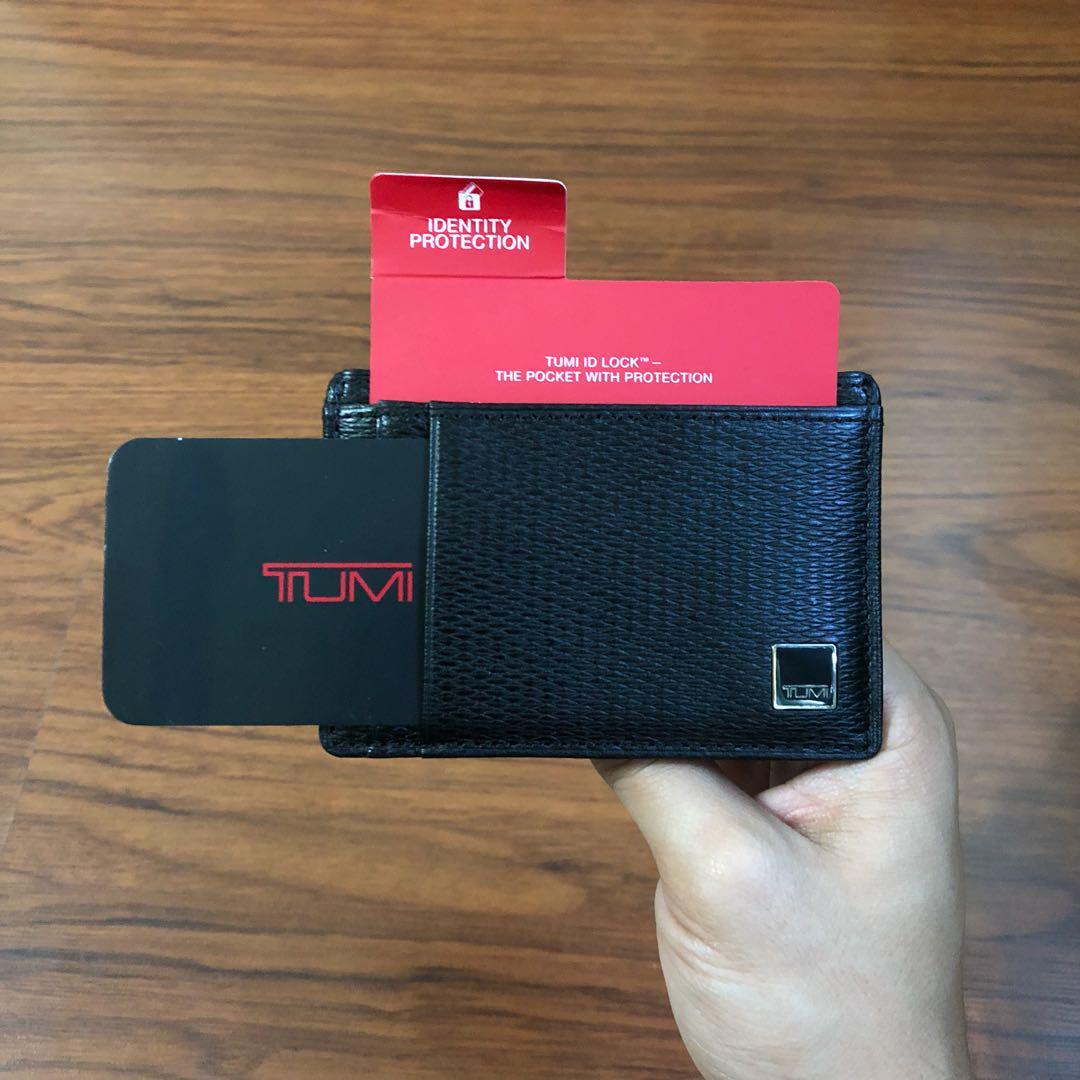 Tumi id lock store money clip card case