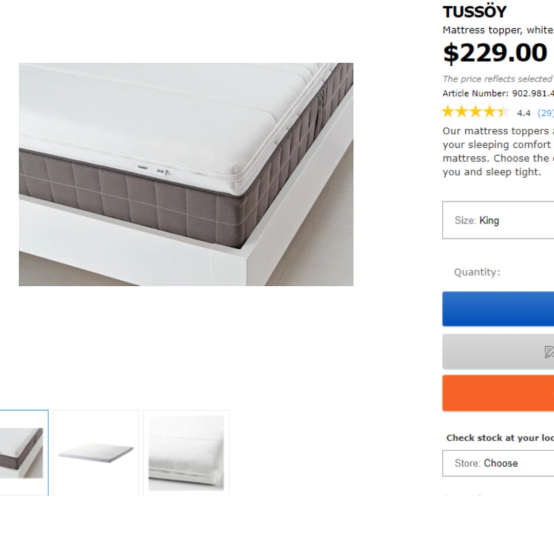 TUSSOY Mattress Topper (IKEA) King Size (NEW!), Furniture & Home
