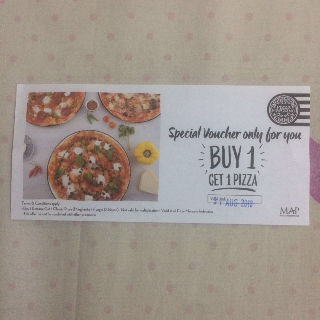 Voucher Buy 1 Get 1 FREE PIZZA at Pizza Marzano, Mall Kelapa Gading ...
