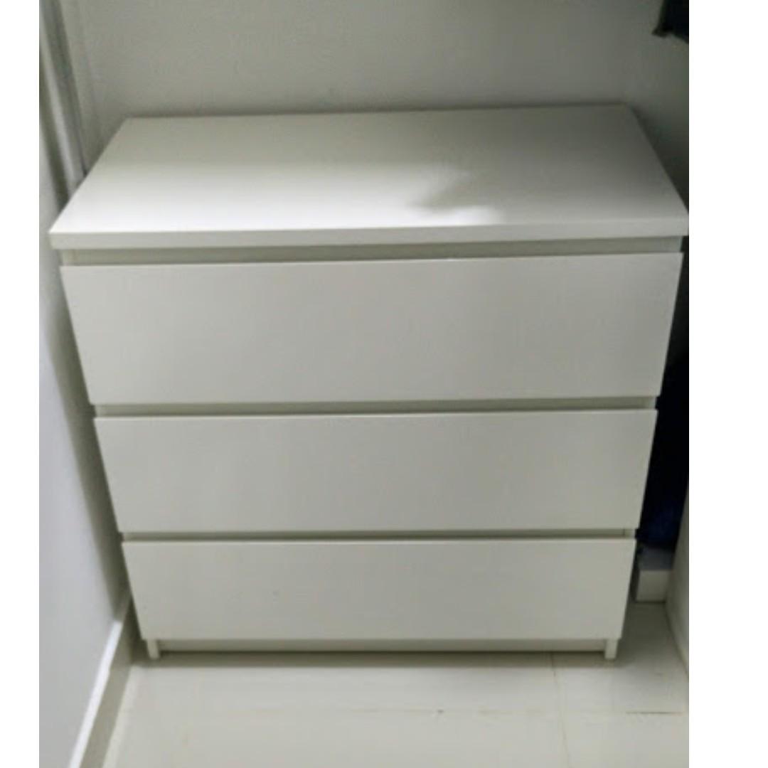 White Chest Of 3 Drawers Malm Ikea Furniture Shelves Drawers