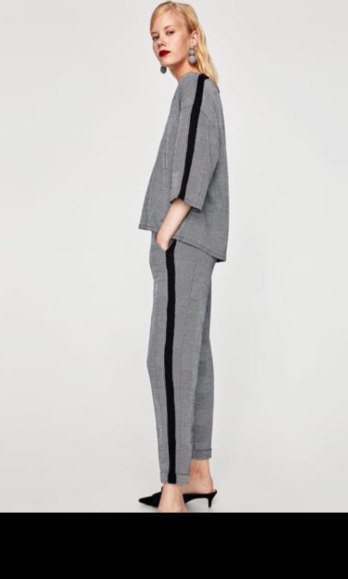 zara checked jogging trousers