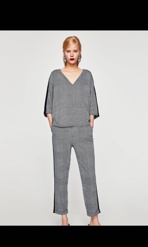 zara checked jogging trousers