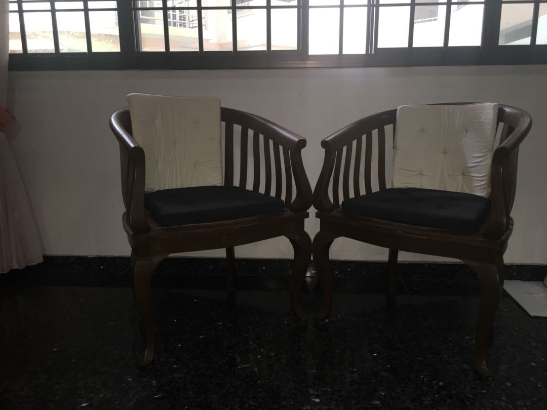 Antique Wooden Chair With Cushion Furniture Tables Chairs On Photo