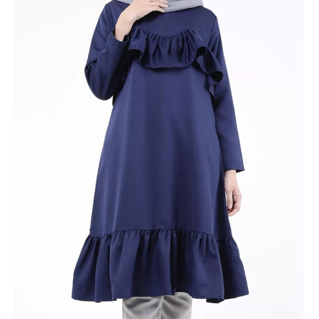 Baju Tunik Muslim Dress Muslim Baju Hijab Muat L Pink Dijamin