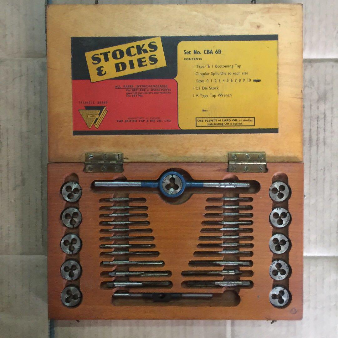 Collectible Triangle Stocks And Dies With Taps And Wrenches Set