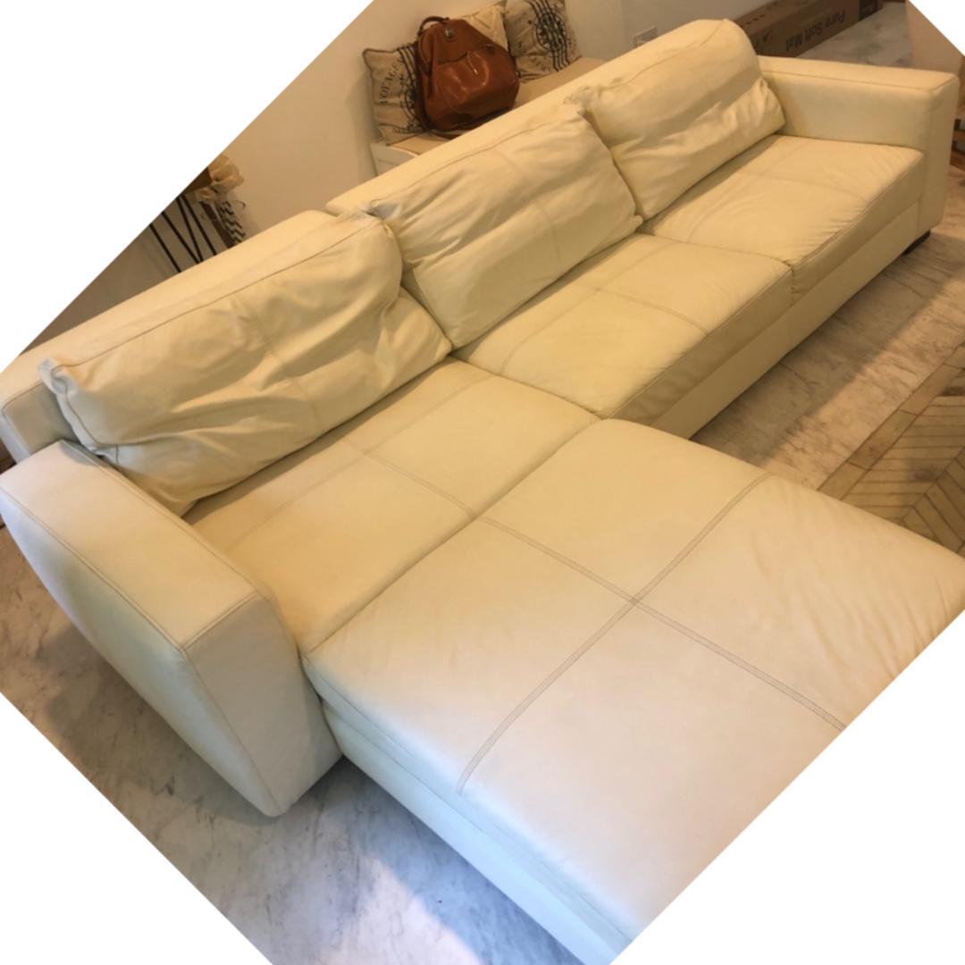 Genuine Italian leather Lshaped sofa, Furniture & Home Living
