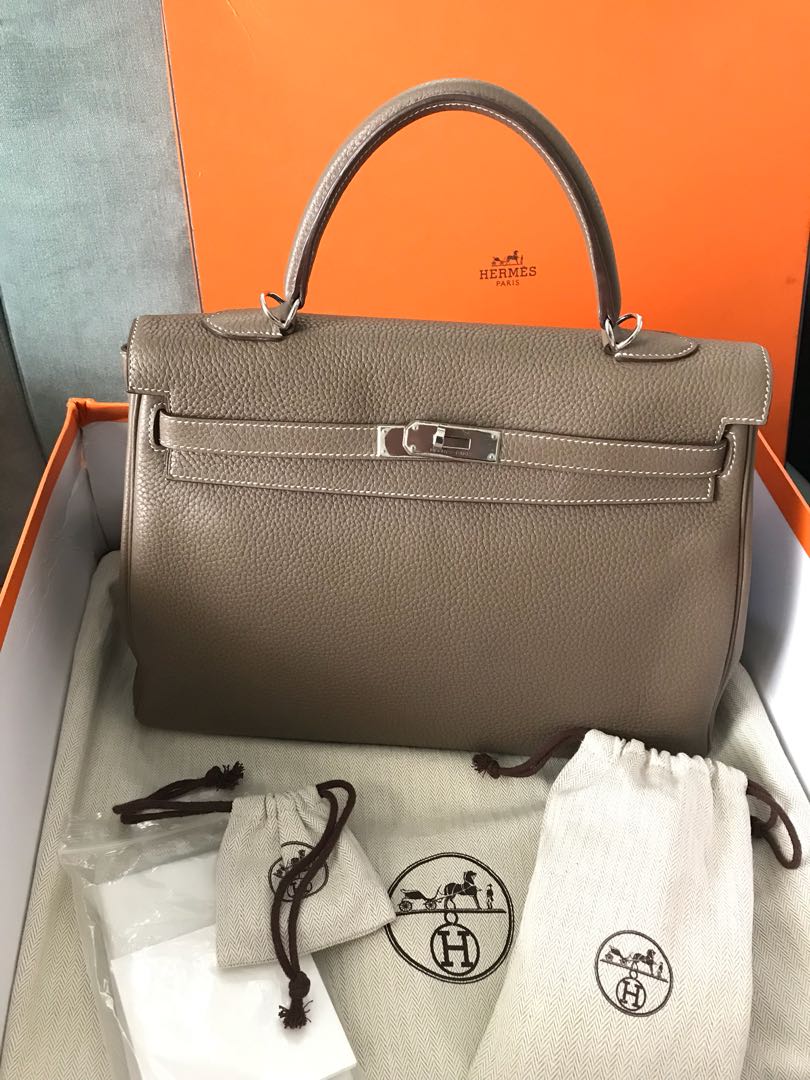 Hermes Kelly 35 Etoupe Togo Leather