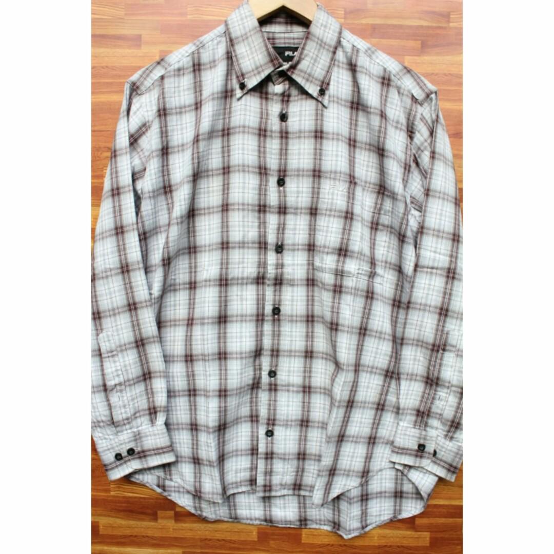 Kemeja Flanel Flannel Brand Fila Original Fesyen Pria Pakaian Atasan Di Carousell