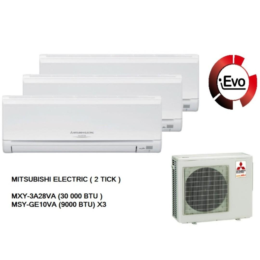 Mitsubishi Starmex System 3 Inverter Air Con Free Installation Mxy3a28va Msyge10va X 3 Home Appliances Cooling Air Care On Carousell