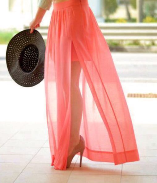 Neon ruby maxi skirt H M Women s Fashion Bottoms Skirts on