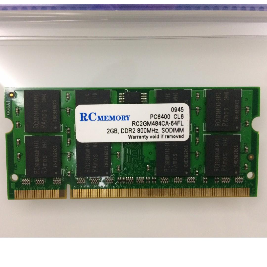 RC Memory DDR2 Laptop RAM 800 MHz PC6400 4GB 2 x 2GB