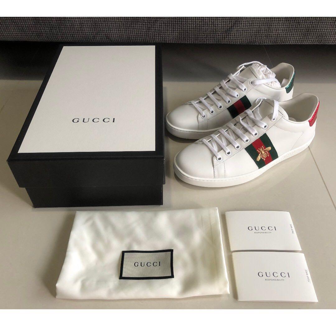 Gucci Ace Embroidered Leather Sneakers 