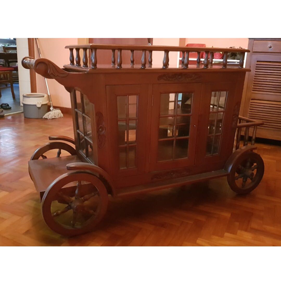 Wooden Vintage Bar Trolley Cabinet Furniture Others On Carousell