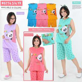 NEW Maxis 6774 3/4 YK Baju Tidur Atasan Tanpa Lengan dan Celana Pendek (Update 27/07/18)