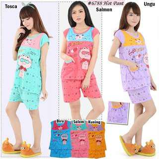 NEW Maxis 6788 HP Baju Tidur Atasan Lengan Pendek dan Celana Hotpant (Updated 27/07/18)