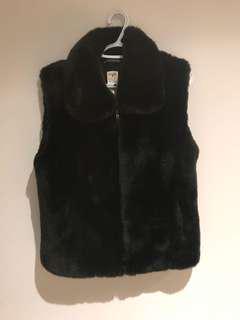 BNWT Black brooks brothers faux fur vest size S/M